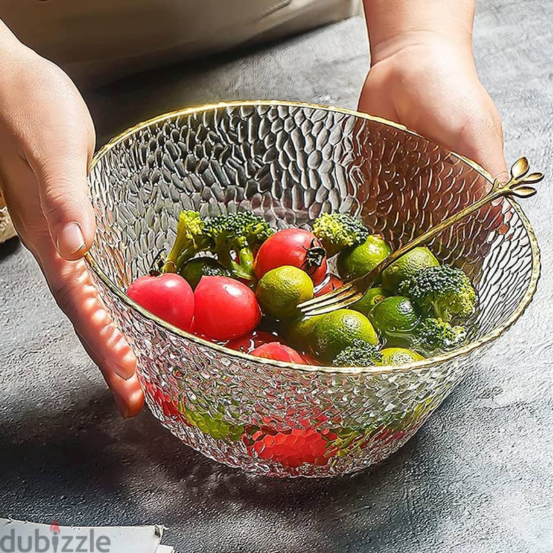 Bowls Household Glass Rice Bowl, Salad Bowl, Large Fruit Bowl 1