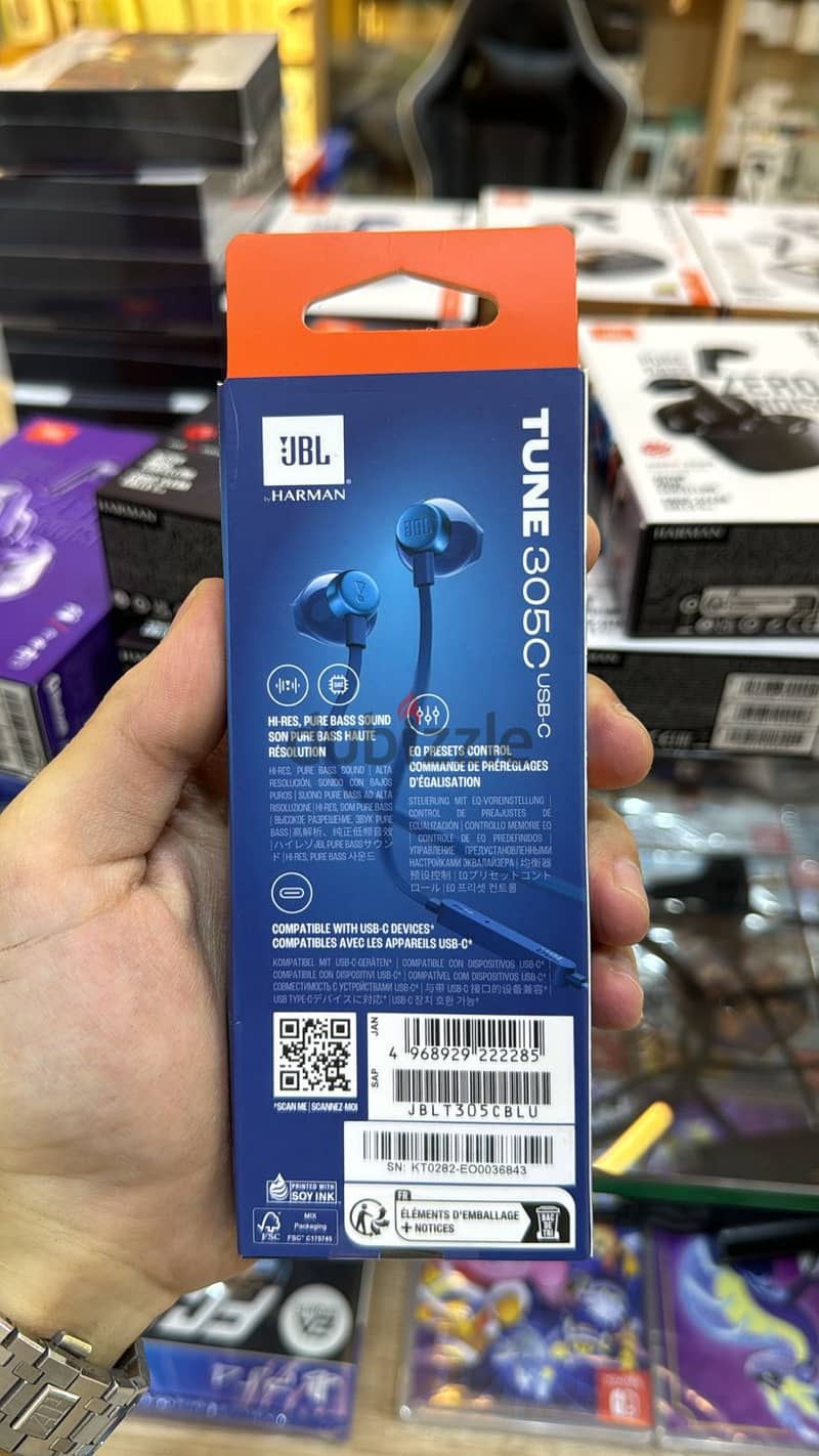 Jbl tune 305 usb-c wired earphones blue great & best price 1