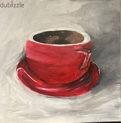 red coffee cup painting