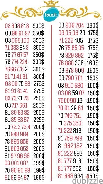 Mtc and alfa numbers delivery available to all leb for info 71000980 0