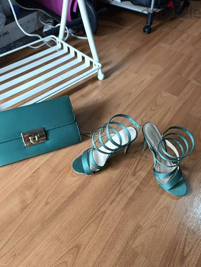 shoes and bag color green size 36