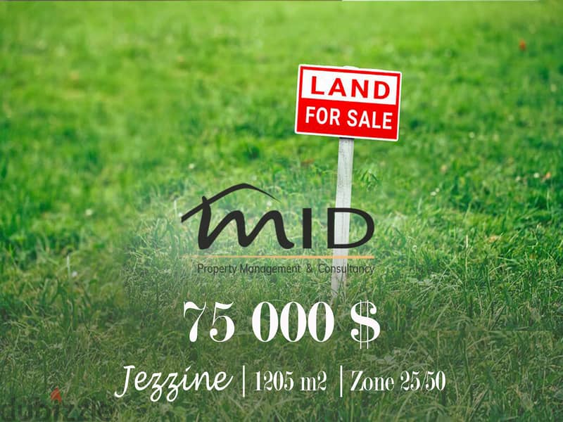 Jezzine -Kfarhoune | 1205m² Land | Road Access | Zone 25/50 Open View 1