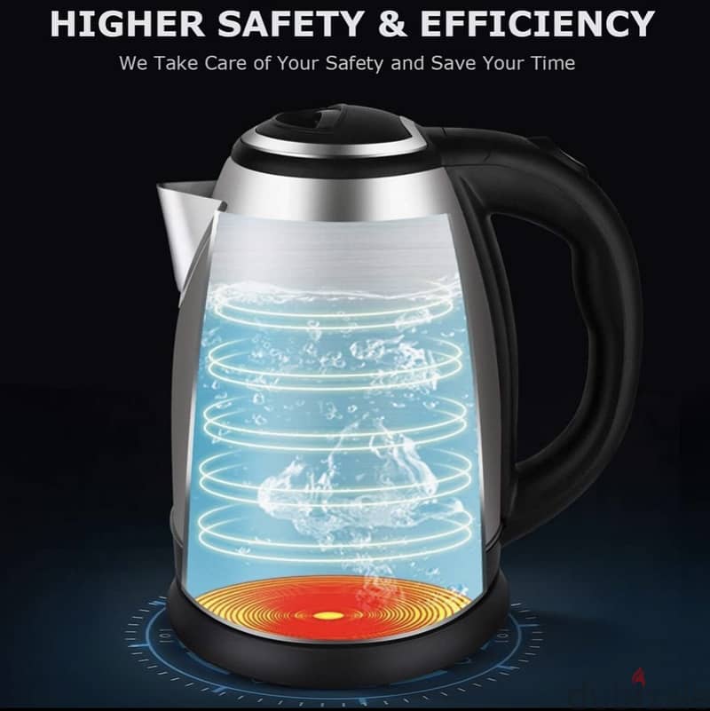 Electric Hot Water Kettle 2 Liters Stainless Steel 1500 Watt Power 1