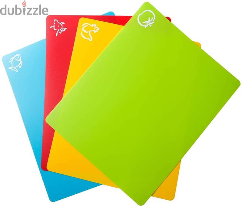 Flexible Plastic Cutting Board Mats, Colored Mats With Food Icons 1