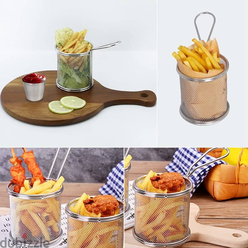 Fry Baskets, Mini Round Stainless Steel French Fries Mesh fryer 1