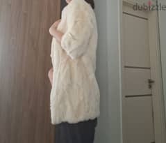 Real fur off white rabbit coat