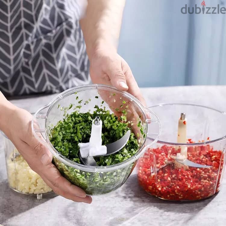 Hand Push Vegetable Chopper, Cutter, and Mixer Set (1200 ML) 2