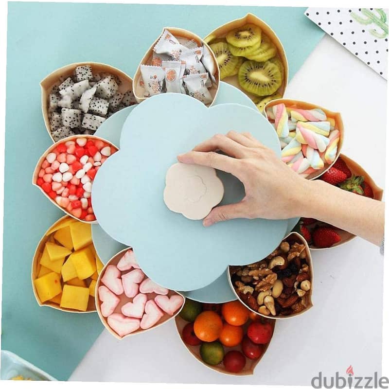 Kitchen Flower Rotating Candy Box Fruit Serving Tray 2 Layers Dried 0