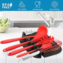 Silicone Heat-resistant Utensil Rest 2 in 1 Silicone Spoon Holder 0