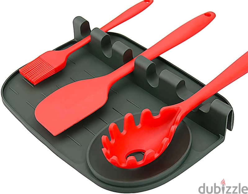 Silicone Heat-resistant Utensil Rest 2 in 1 Silicone Spoon Holder 4