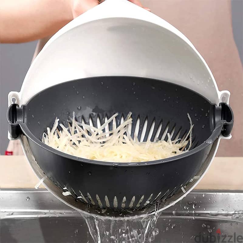 Rotate Vegetable Cutter with Drain Basket Manual Vegetable Slicer 0