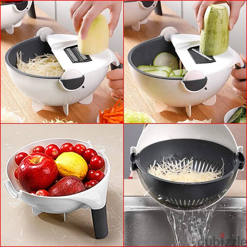 Rotate Vegetable Cutter with Drain Basket Manual Vegetable Slicer 1