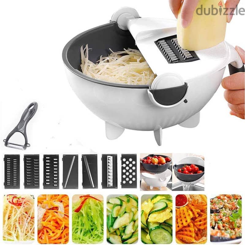 Rotate Vegetable Cutter with Drain Basket Manual Vegetable Slicer 3