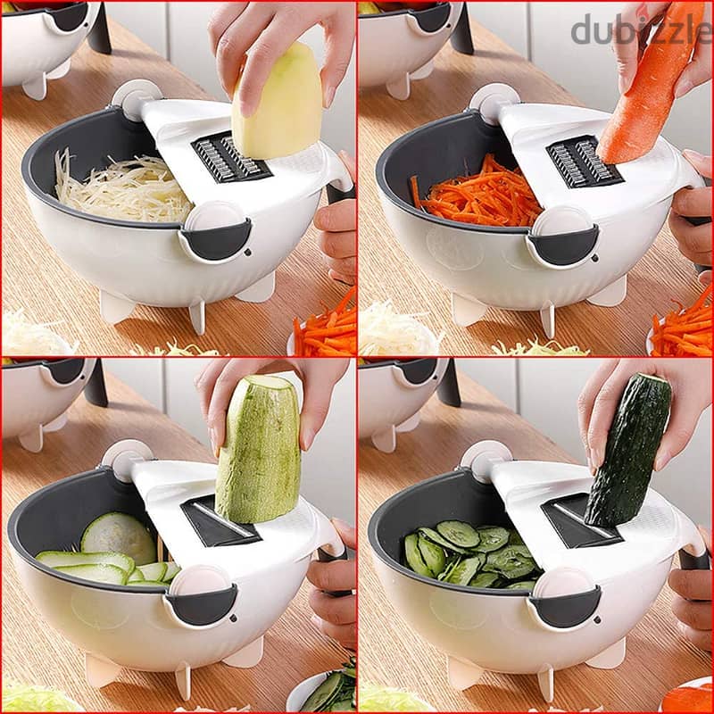 Rotate Vegetable Cutter with Drain Basket Manual Vegetable Slicer 4