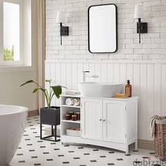 white cabinet bathroom