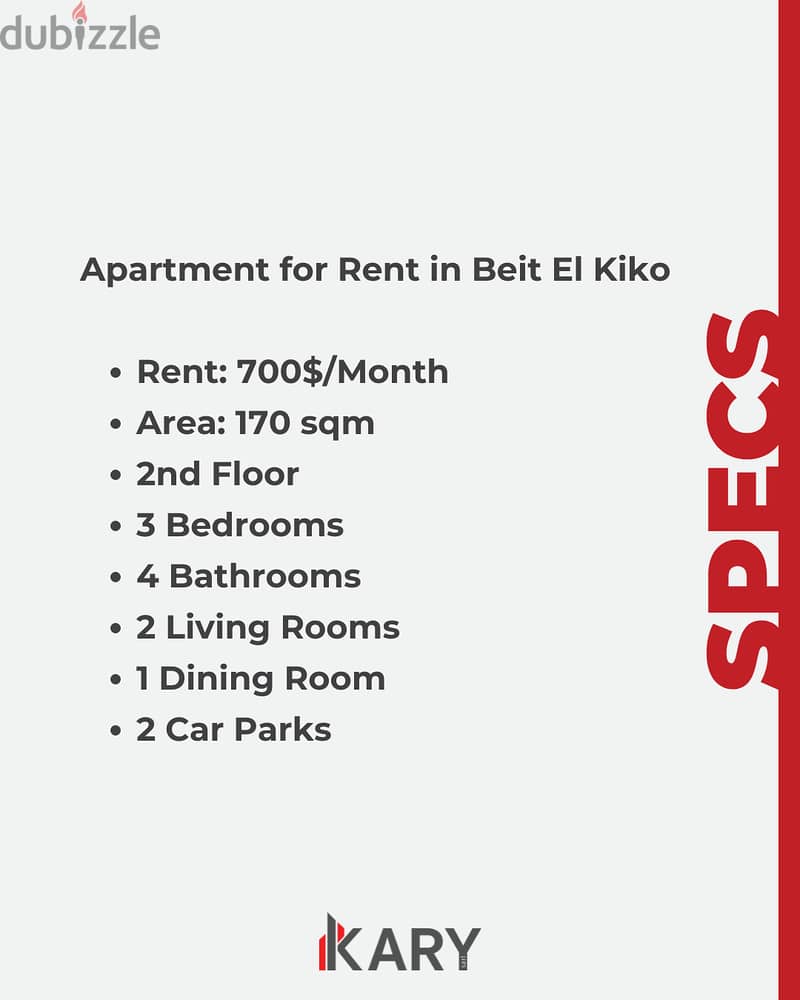 Apartment for Rent in Beit El Kiko - شقة للإيجار في بيت الكيكو 2