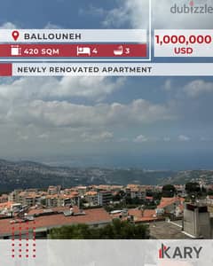 420m Apartment for Sale in Ballouneh - شقة للبيع في بلونة