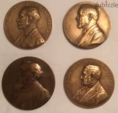 Four Large Bronze french Medal Loubet Thiers Carnot Fallieres France