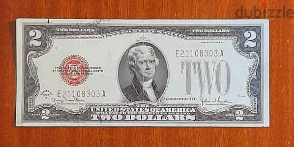 Red Seal two USA Banknote year 1928