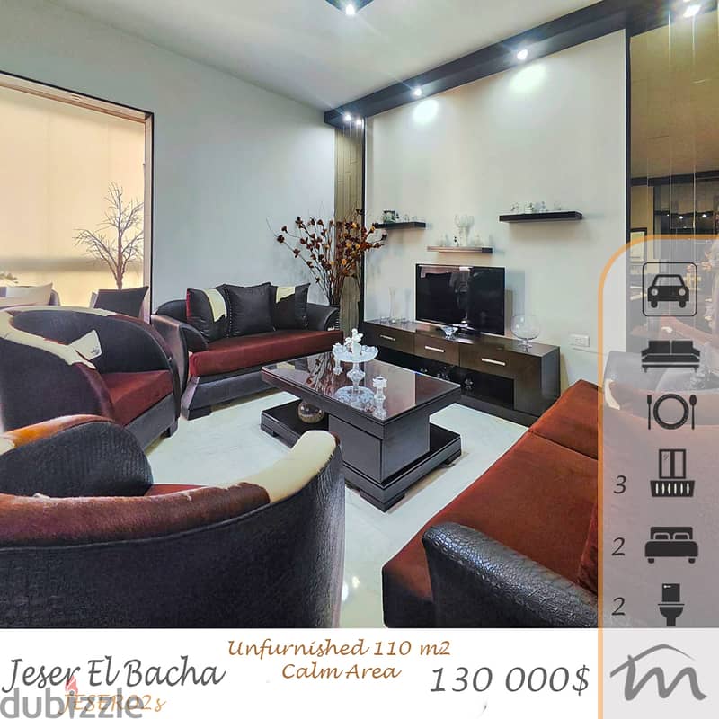 Jisr El Bacha | Decorated 2 Bedrooms Apt | Calm Area | 3 Balconies 0