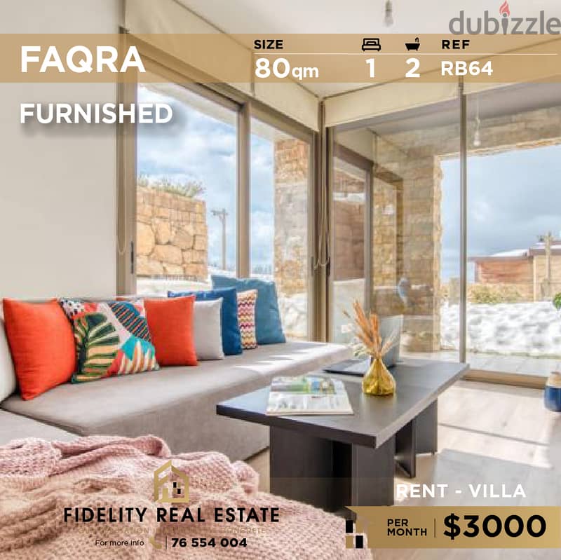 Villa for rent in Faqra Furnished RB4 شقة مفروشة للإيجار بفقرا 0