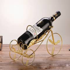 Tricycle Wine Rack, Scandinavian Style Display Bottle Holder, Gold 0