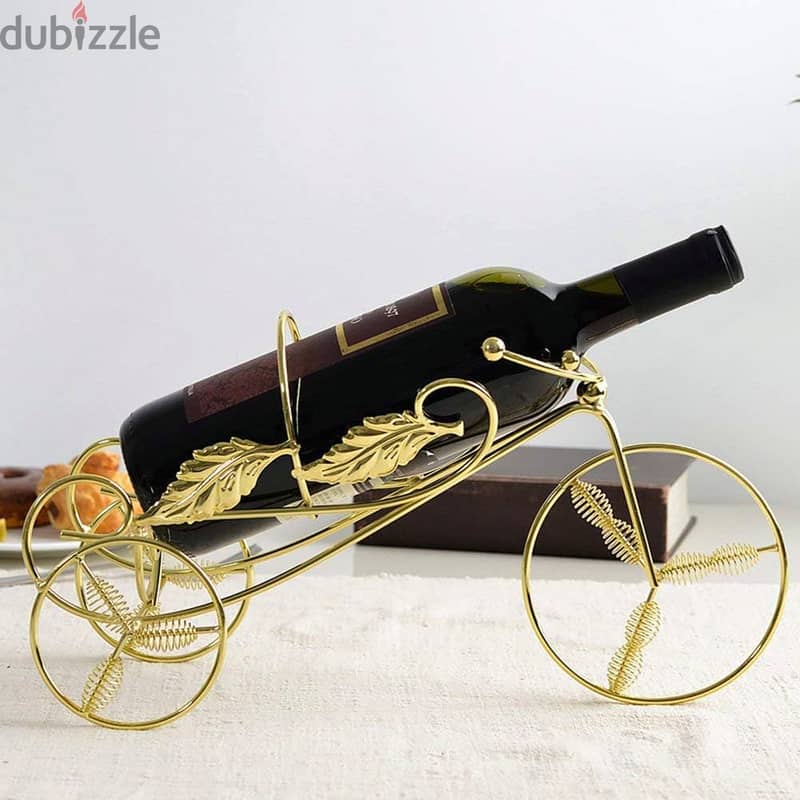 Tricycle Wine Rack, Scandinavian Style Display Bottle Holder, Gold 1