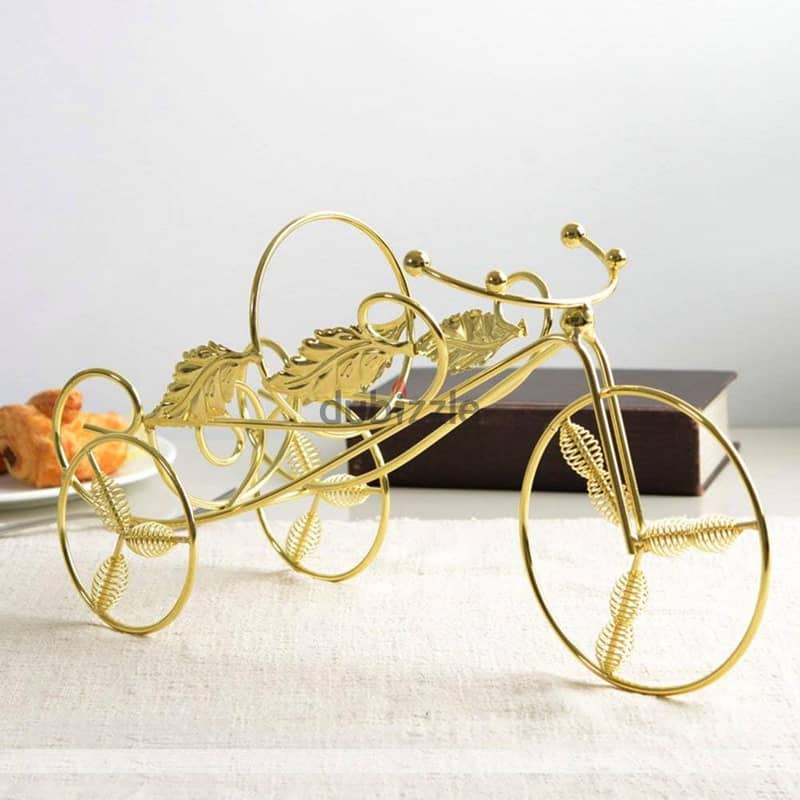 Tricycle Wine Rack, Scandinavian Style Display Bottle Holder, Gold 2