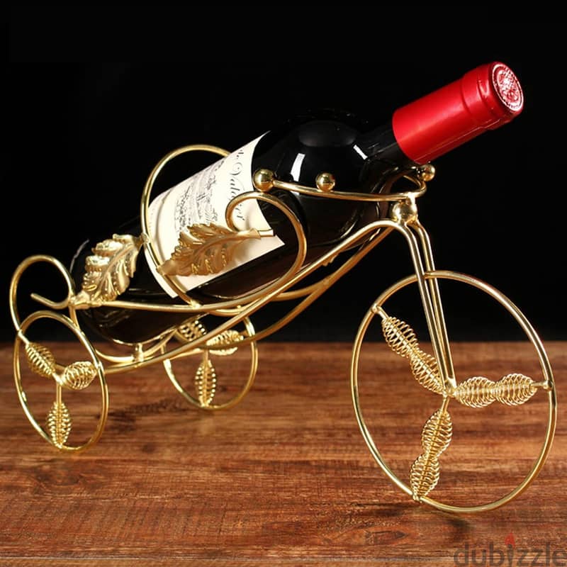 Tricycle Wine Rack, Scandinavian Style Display Bottle Holder, Gold 3