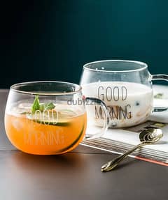 Transparent Glass Belly Mugs good morning 0