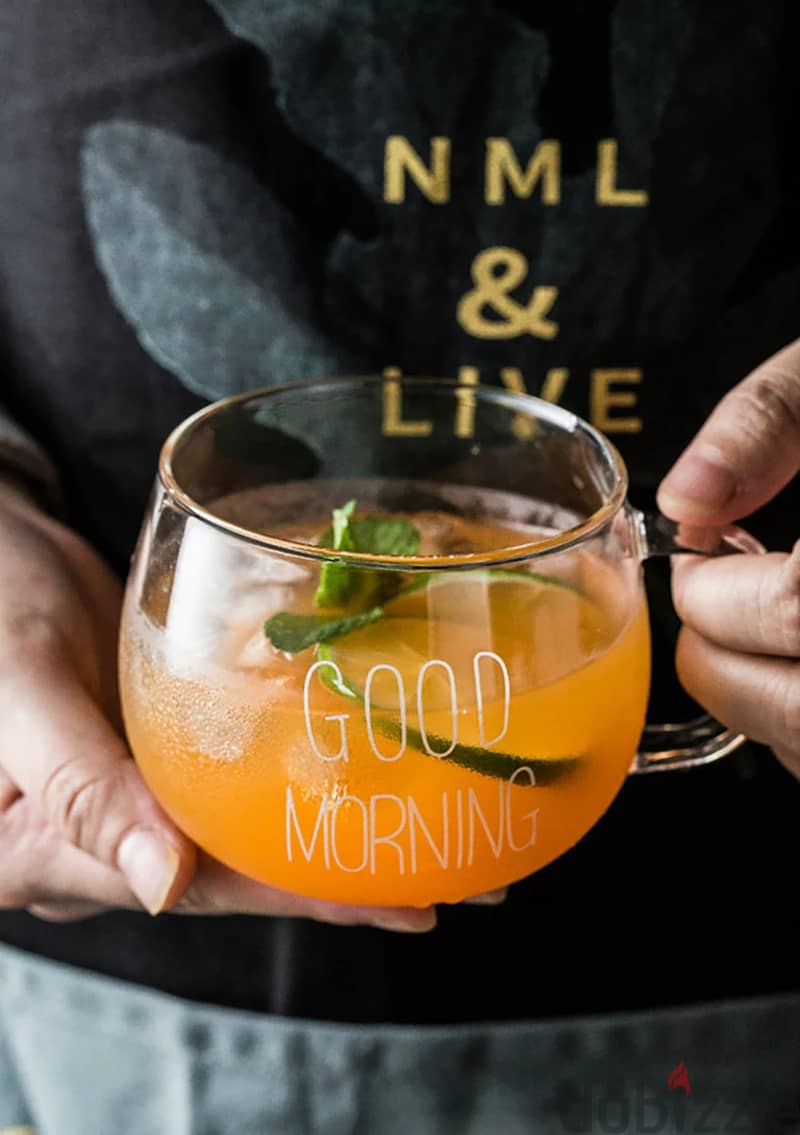 Transparent Glass Belly Mugs good morning 2