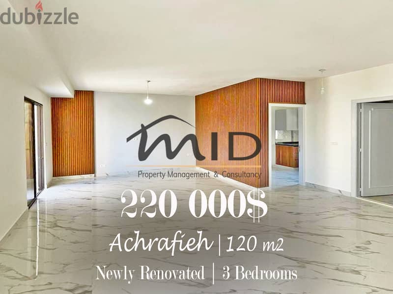 Ashrafieh | Fully Renovated 3 Bedrooms Apartment | 3 Balconies 1