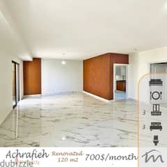 Ashrafieh | Fully Renovated 3 Bedrooms Ap | 3 Balconies | Rental Catch