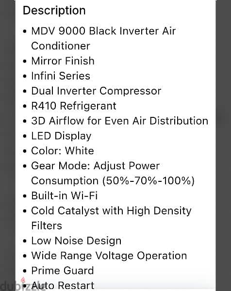 MDV  inverter air condition 9000 btu  black mirror infinity with gear 1