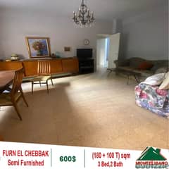 600$!! Semi Furnished Apartment for rent in Furn El Chebbak 0