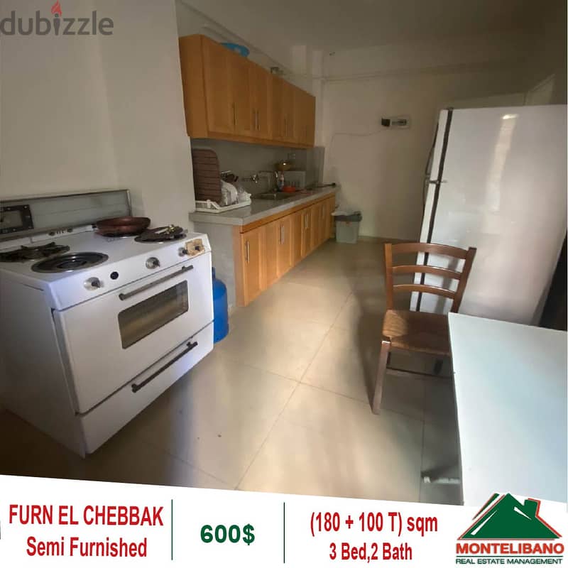 600$!! Semi Furnished Apartment for rent in Furn El Chebbak 5