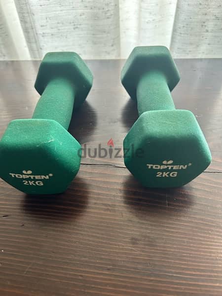 set of dumbells and push up bar 1