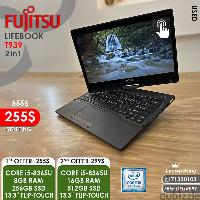 FUJITSU LIFEBOOK T939 2in1 CORE i5-8365U 13.3" FLIP-TOUCH LAPTOPS 0