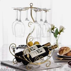 Golden Vine Wine Rack, 2 Bottles & 6 Glasses Display Holder