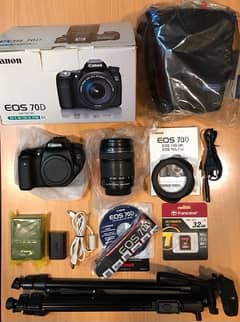 CAMERA CANON 70D & LENS 18/135 (stm) touch screen  & wi-fi 20.2mp