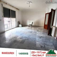 140000$!! Apartment for sale located in Mansourieh