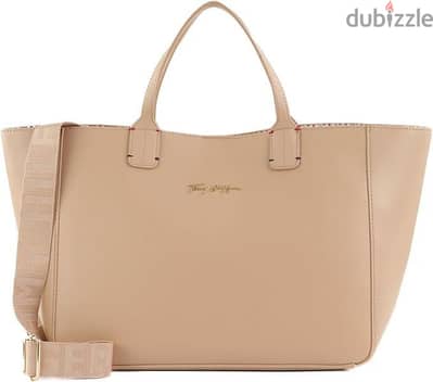 Tommy Hilfiger Iconic Signature Satchel Beige