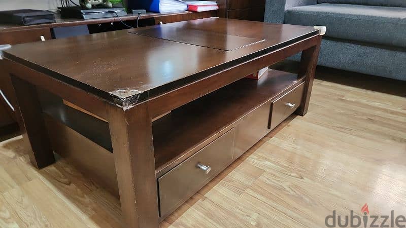 Center table with shelf and 2 drawers. 1