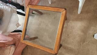 Wood and glass table.