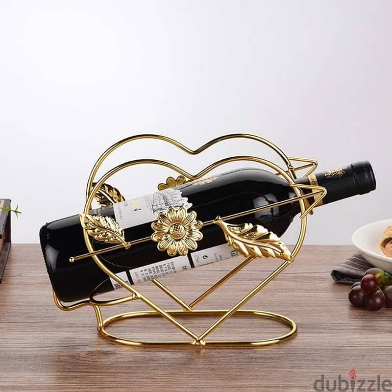 Cupid Wine Rack, Golden Heart-Shaped Wine Bottle Holder 1