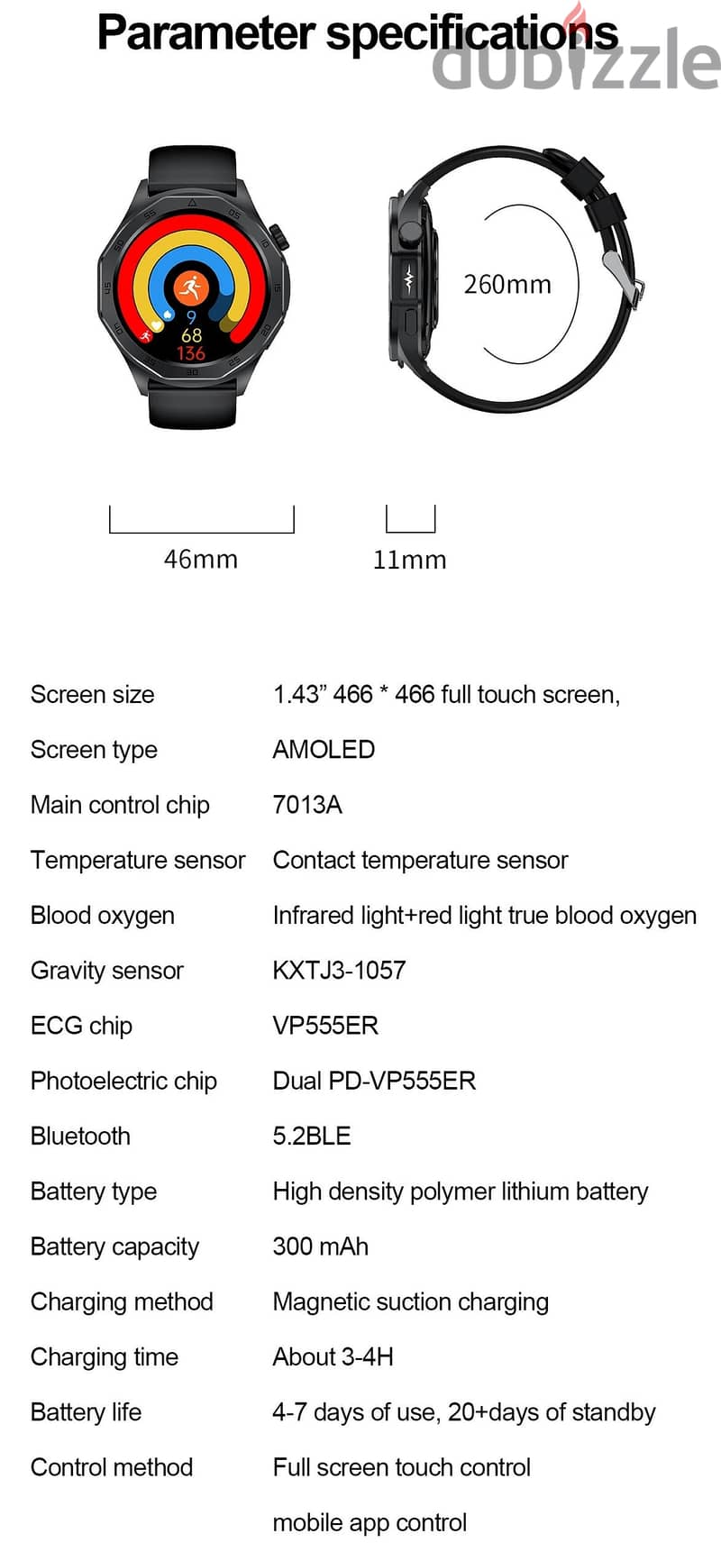 Smart Watch Body Pressure Temperature Oxygen ECG Glucose Uric etc 3