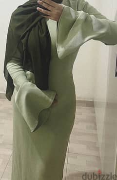 green pistachio colored dress , body con