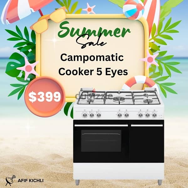 Campomatic Gas Cooker 4/5 Eyes كفالة شركة 0