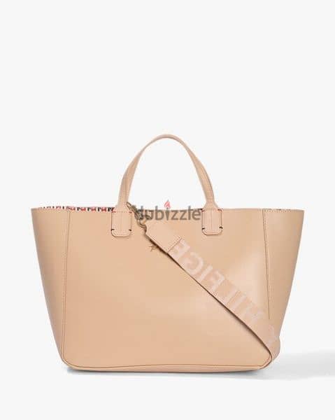 Tommy Hilfiger Iconic Signature Satchel Beige 2