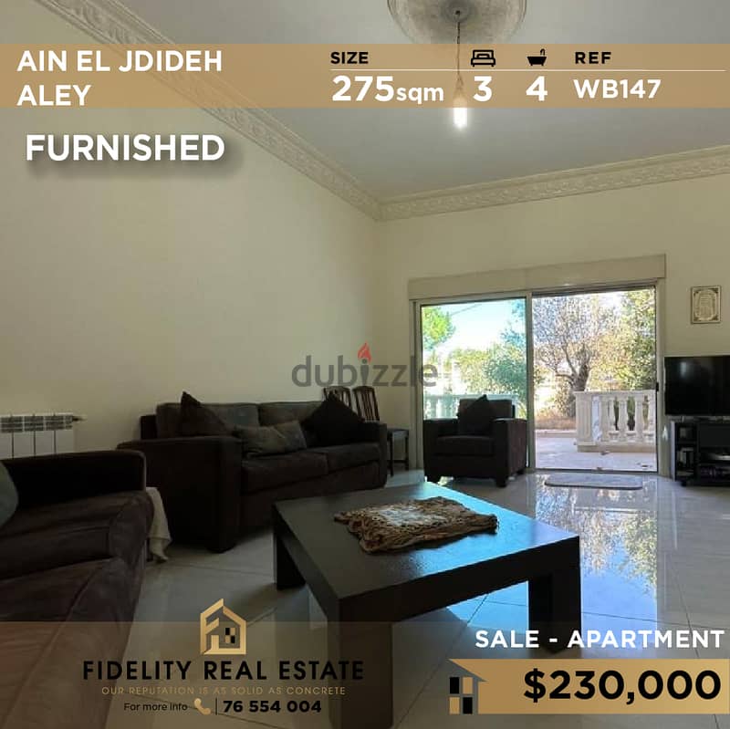 Apartment for sale in Ain El Jdideh Aley - Furnished WB147 0